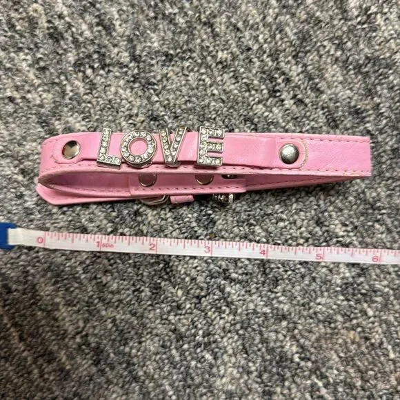 Dog Collar - Pink LOVE Rhinestone Dog Collar