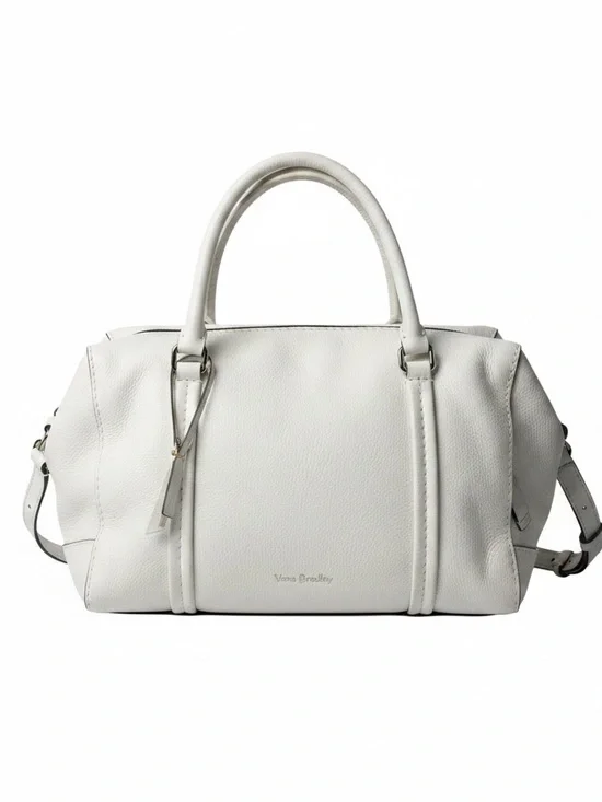 Vera Bradley White Pebbled Leather Satchel with Top Handles