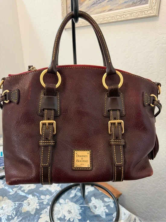 Dooney & Bourke Dark Brown Leather  Satchel with Gold Hardware