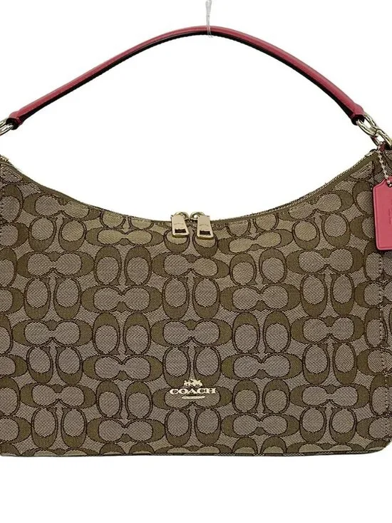 COACH Signature Celeste EW Hobo F58284 Beige Dark Brown Pink Jacquard Leather