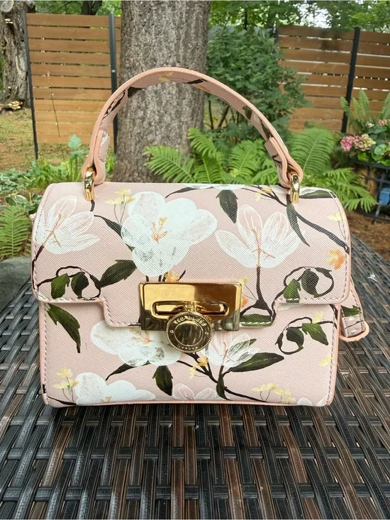 NEW🌸Ted Baker Lili Top Handle Satchel crossbody pale pink botanical print $140