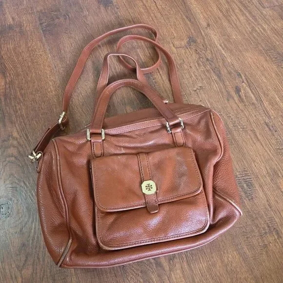 Tory Burch Boston Pebbled Leather Satchel