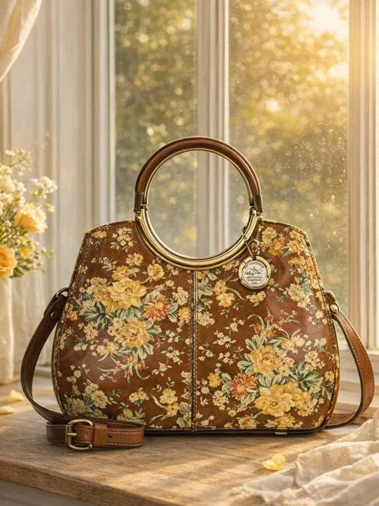 Patricia Nash Aria Handbag Leath Vintage Botanical Garden Floral Crossbody