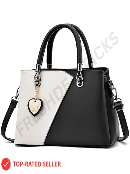 Satchel Handbag with Lattice Pattern and Adjustable Shoulder Strap