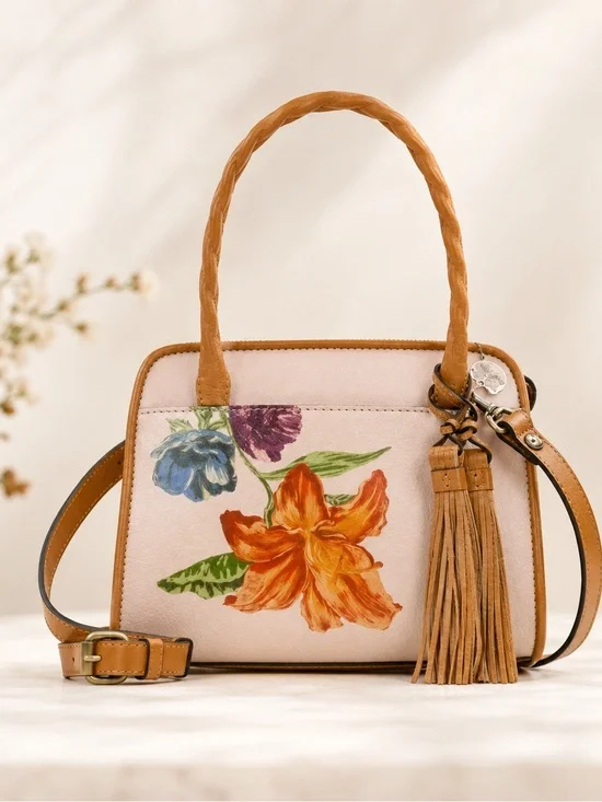 Patricia Nash Bag Paris SatchelParisian Floral Spot Print Cream w Tassel