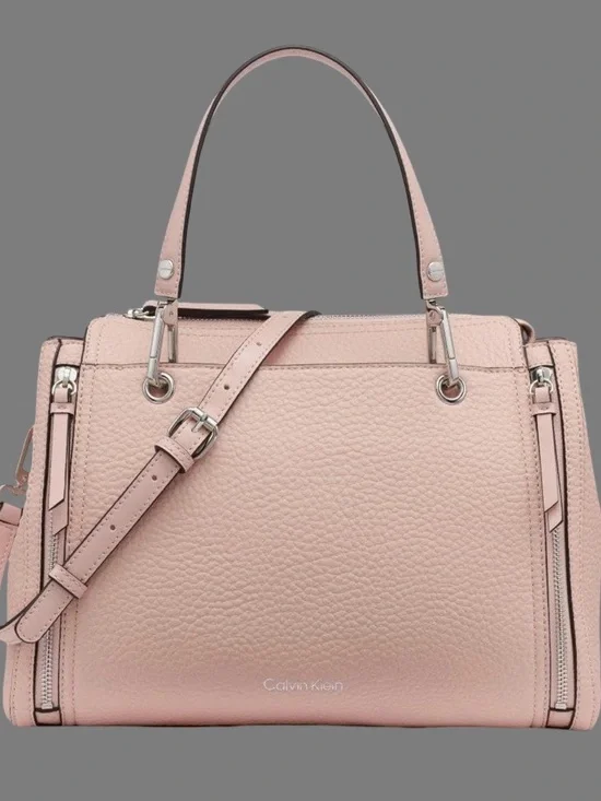 NWT! Calvin Klein Medium Garnet Satchel Crossbody Bag Pink