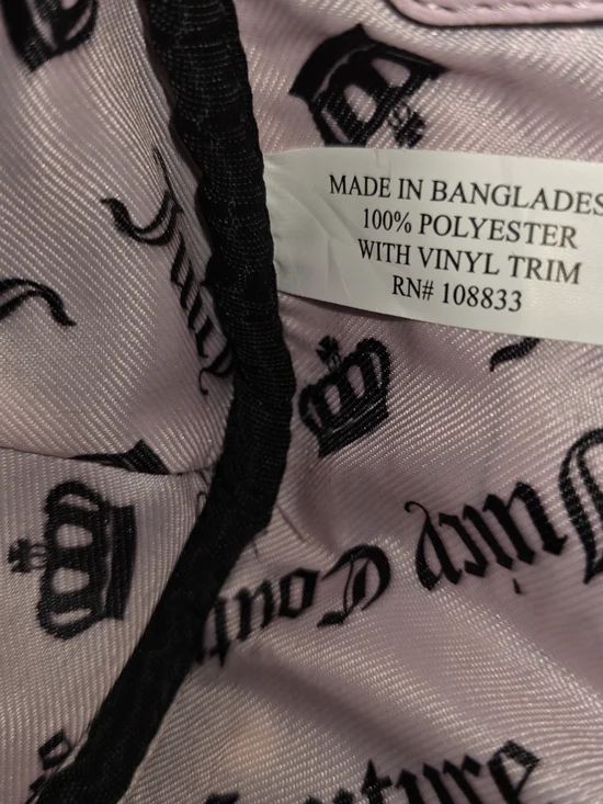 Juicy Couture Scottie Mini Satchel Purse Bag Pink-Trim Brown Velvet Body