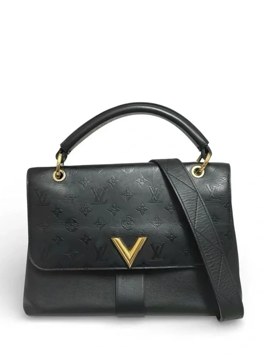 Louis Vuitton Black Monogram V Satchel with Gold Hardware