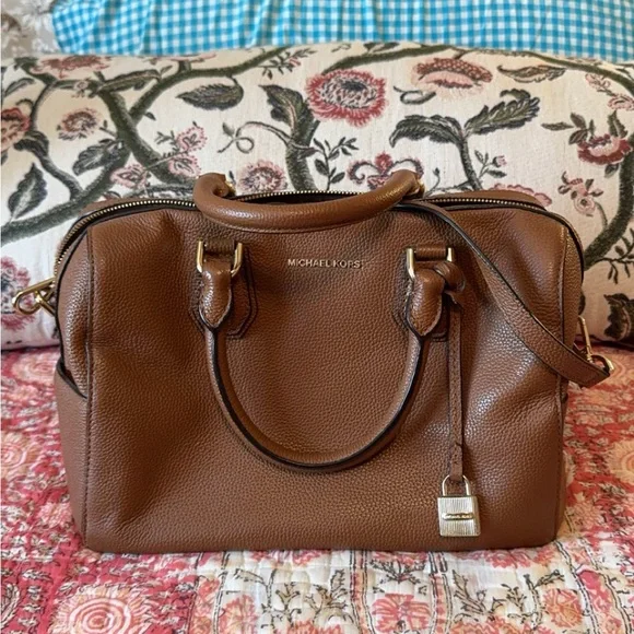 Michael Kors Cognac Brown Pebbled Leather Satchel