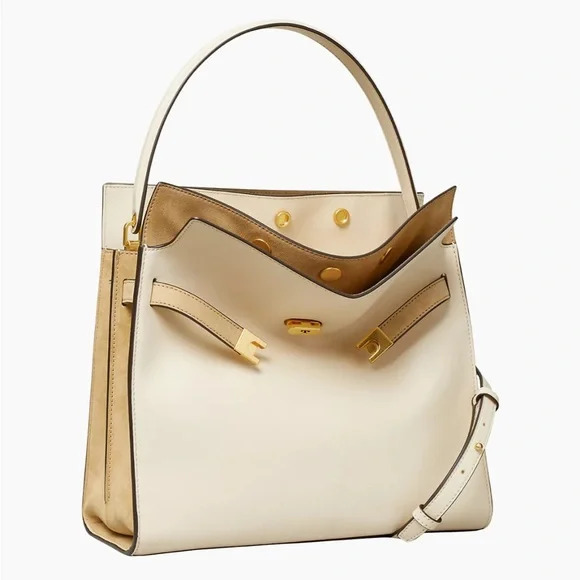 Like new Tory Burch Lee Radziwill Leather & Suede Double Bag $1,198