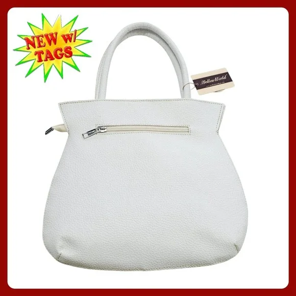 Mellow World White Pebble Faux Leather Satchel HB4210‎ Top Handle Bag