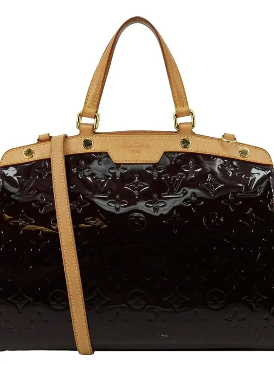 Louis Vuitton  Brea MM Monogram Vernis Satchel Bag Amarante