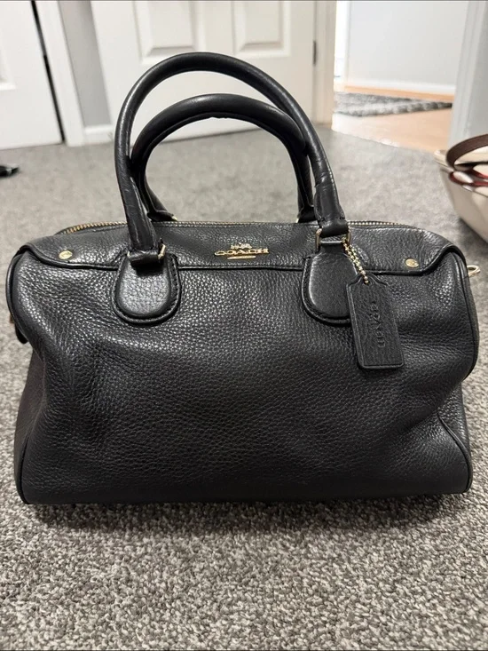 Coach Black Pebbled Leather Satchel with Gold Hardware