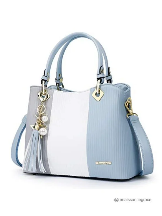 Women's Satchel Handbag PU Leather Top Handle Adjustable Strap 8 Pockets