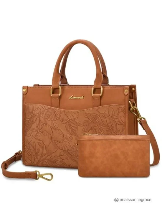 Vintage Color Block Satchel Tote, PU Leather, Top Handle Crossbody Bag