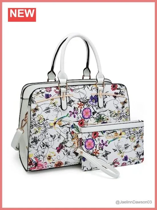 Women's Vegan Leather Satchel Handbag Set with Wallet - Hobo Tote Purse