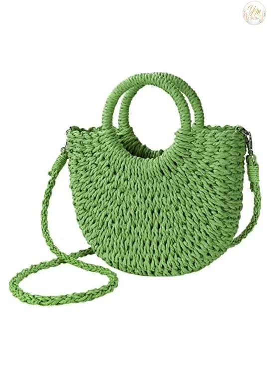 Handwoven Straw Beach Bag Crossbody Shoulder Satchel Purse Summer