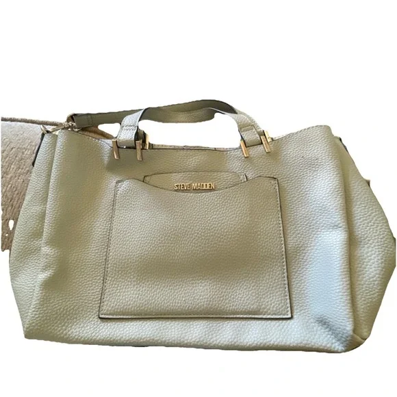 Steve‎ Madden Gray Beige Crossbody Satchel Bag Trendy. W/O Inner Purse See Pics