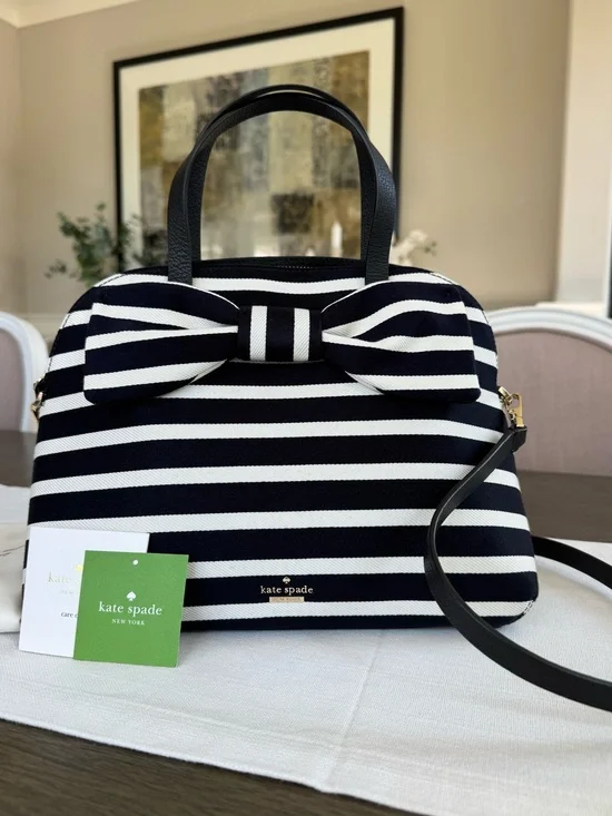 Kate Spade Olive Drive Stripe Lottie Crossbody Satchel NWOT