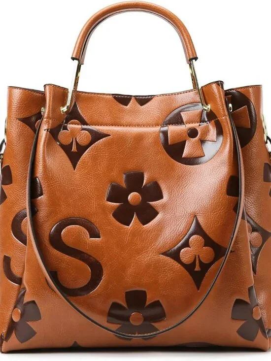 Kwuty Floral Handbags Purses Women – Embossed Leather Top Handle Handbag