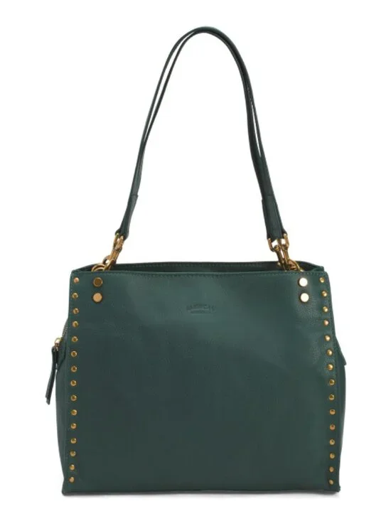 AMERICAN LEATHER CO. Leather Lenox Studded Triple Entry Satchel
