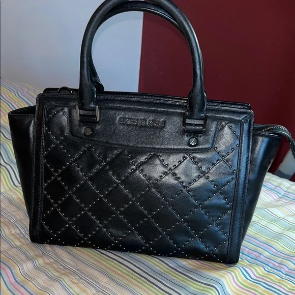 Michael Kors Black Studded‎ Quilted Satchel