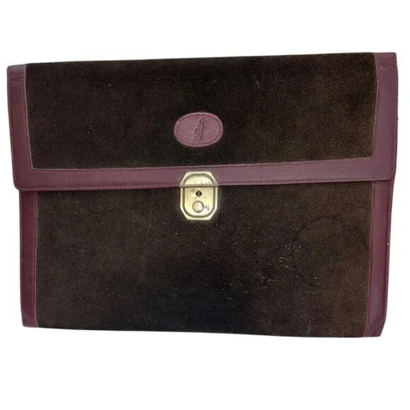 filofax vintage  brown leather suede cordovan trim document holder case