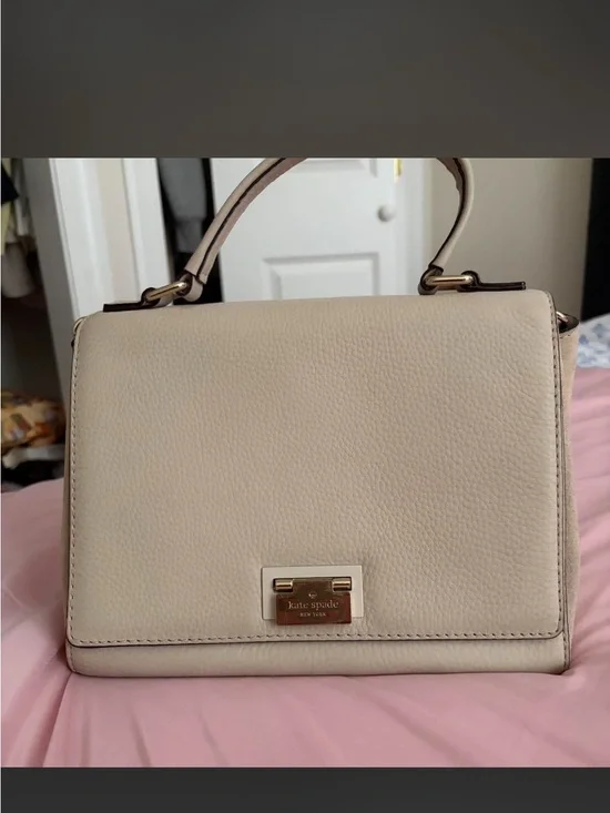 Kate Spade Cream Leather Magnolia Park Laurel Satchel Crossbody Box & Dust Bag
