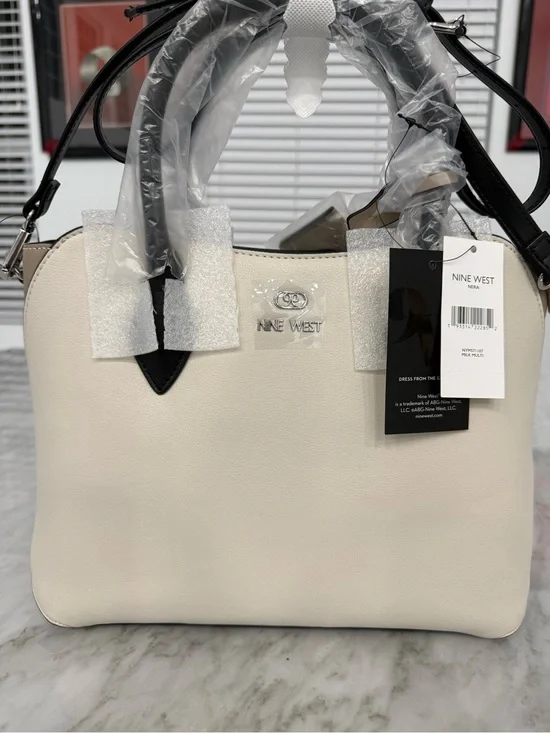 Nine West Cream Satchel with Black Handles