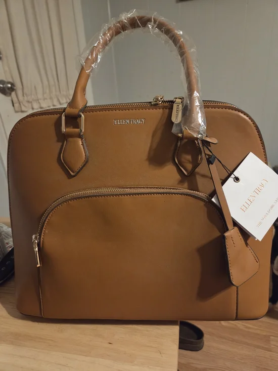 Ellen Tracy Cognac Tan Satchel Handbag