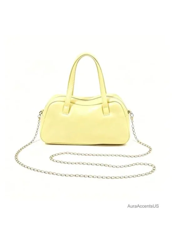 Mini Satchel Handbag Detachable Gold Chain Strap Crossbody PU Leather