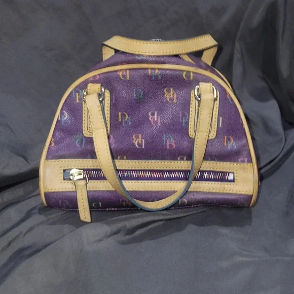 VTG Dooney and Bourke Mini Dome Boston Purple w/ Multicolored Zipper Y2K Bowling