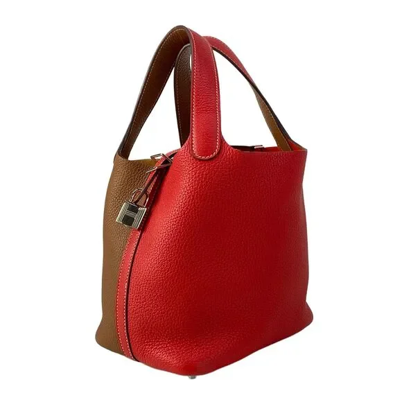 Hermès Picotin Lock Ccossack PM Handbag Rouge Coeur Gold