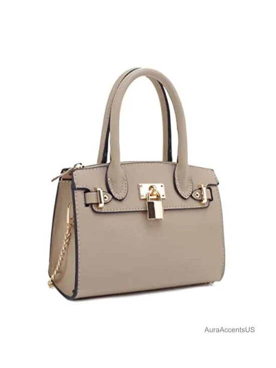 EVVE Mini Satchel Purse Faux Saffiano Leather Evening Bag with Chain