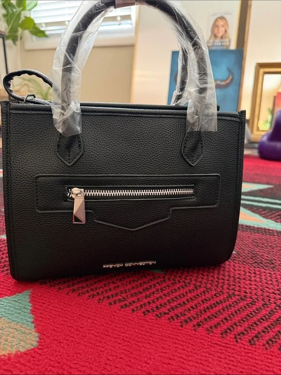 French Connection Black Structured Top-Handle Satchel