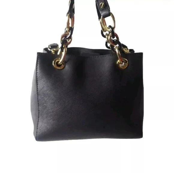 Michael Kors Small Cynthia Saffiano Leather Satchel Bag Black 30S5GCYS1L