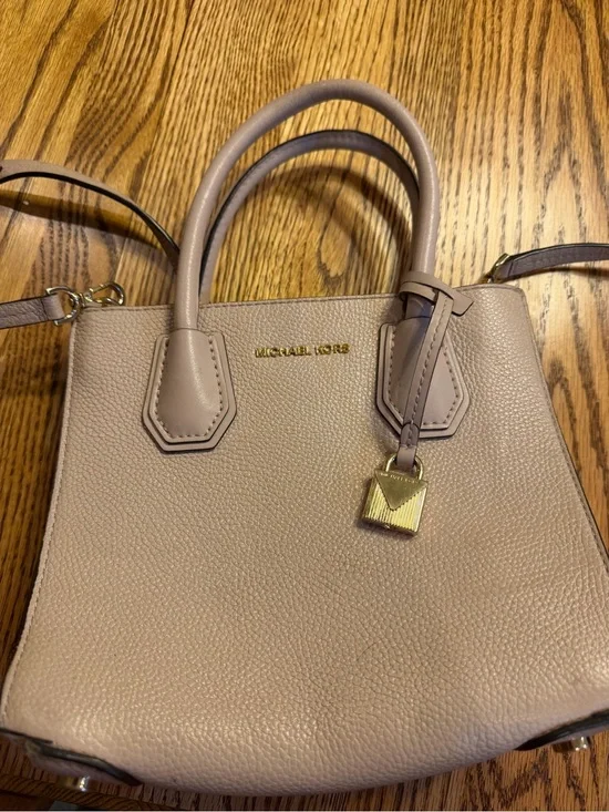 Michael Kors Pebbled Leather Satchel in Dusty Pink