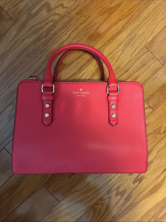 kate spade Red Pebbled Leather Double-Handle Satchel