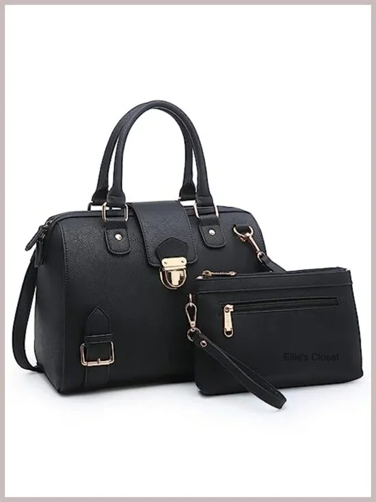 Vegan Leather Satchel Purse Top Handle Work Tote Handbag