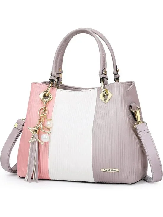 Stylish Leather Top Handle Handbags for Women | Medium Purses with Multiple