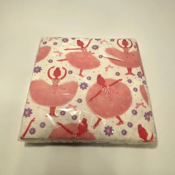 Vintage‎ Paper Art Napkins 9.75x9.8 Pink New Tutu Much Fun Ballerina 16ct 3-Ply