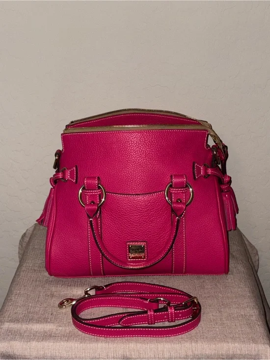 Dooney & Bourke Fucshia Sorrento Leather Satchel with Removable Strap