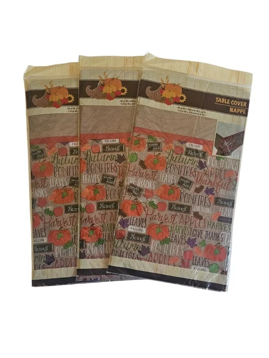 3 Thanksgiving Plastic Table Cloth Nappe Rectangle 54