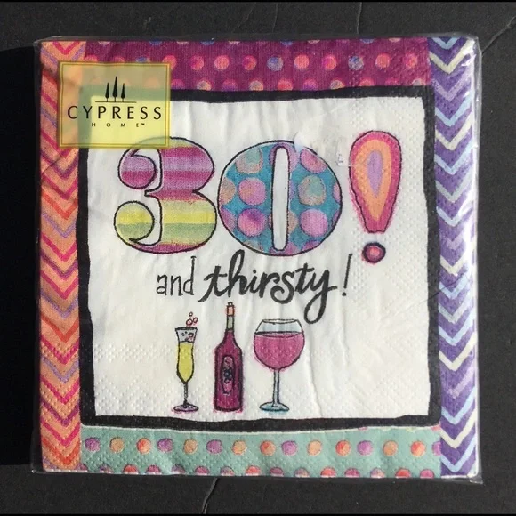 2 Packages Cypress Home 30th Birthday Paper Beverage Napkins Cocktail Crafts New
