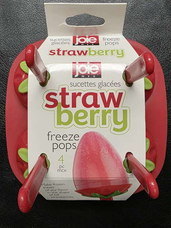 NWT Joie Strawberry Shaped Freeze Pops Molds | Reusable 4-Piece Set BPA-Free