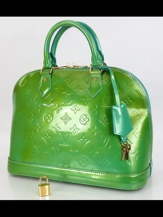 Louis Vuitton Green Patent Vernis Alma Handbag