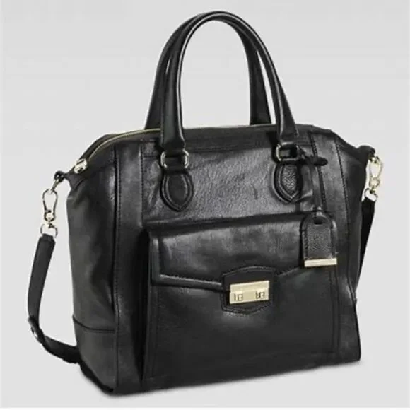 Cole Haan Zoe Black Leather Satchel Tote w/ Crossbody Strap NWOT