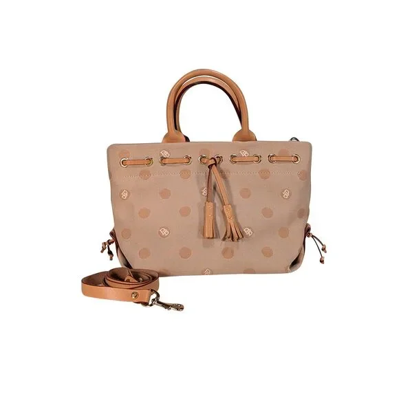 Dooney & Bourke - Beige Monogram Polka Dot Print Satchel Bag