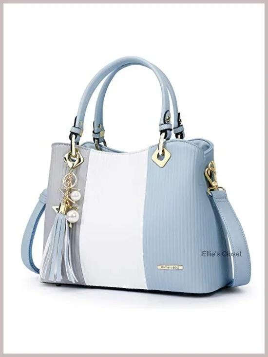 Women's Top-Handle Satchel Bag with Multiple Pockets PU Leather 3 Colors