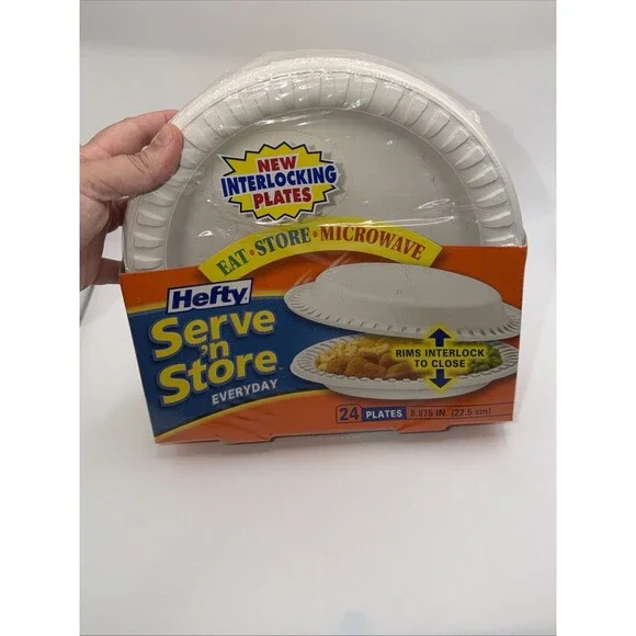 Hefty Interlocking Serve N Store Plates 8.875 in Diameter New Lot Of 22 2004